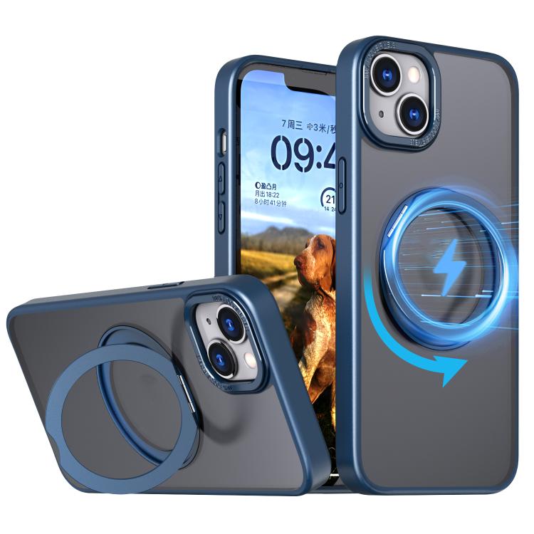 

For iPhone 13 kalebol MagSafe Metal Ring Holder Phone Case(Blue)