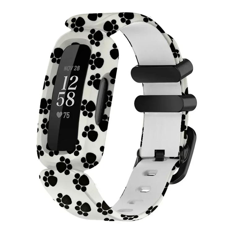 

For Fitbit Ace 3 / Inspire2 xDfind Black Buckle Painting Integrated Silicone Watch Band(Feet)