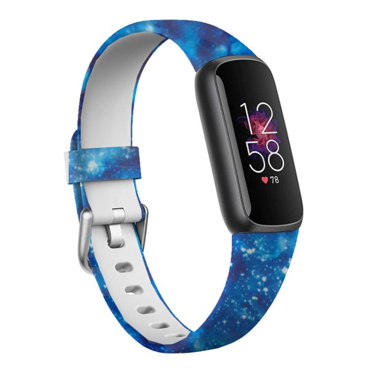 

xDfind Silver Buckle Painting Silicone Watch Band For Fitbit Luxe, Size:S(Blue Starry Sky)