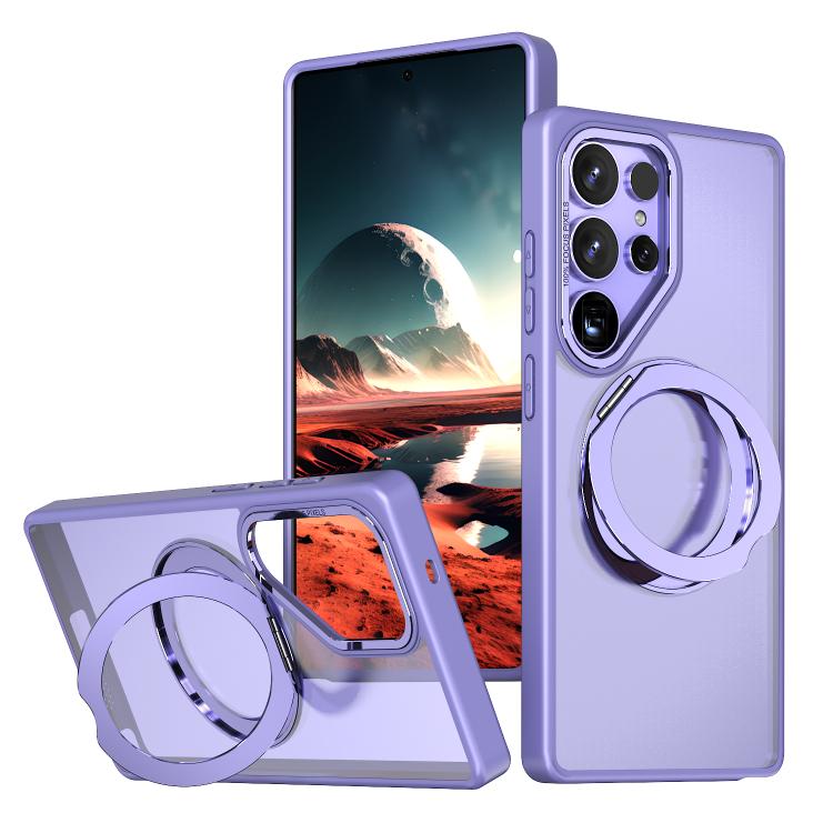 

For Samsung Galaxy S25 Ultra 5G kalebol MagSafe Metal Ring Holder Phone Case(Light Purple)