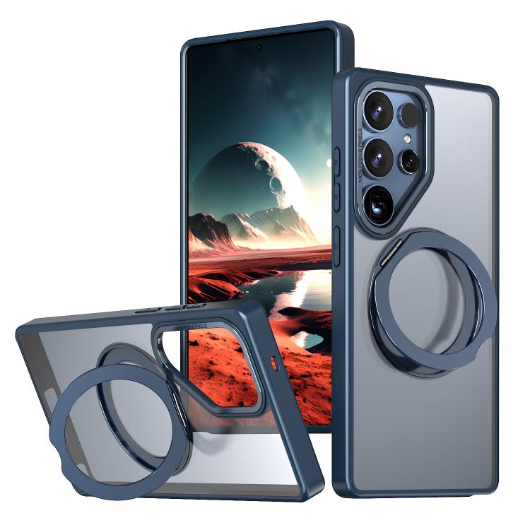 

For Samsung Galaxy S25 Ultra 5G kalebol MagSafe Metal Ring Holder Phone Case(Blue)