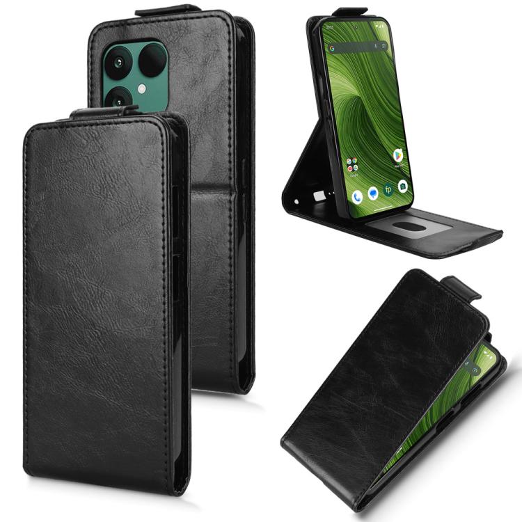 

For Fairphone 6 Magnetic Vertical Flip Leather Phone Case with Buckle(Black)