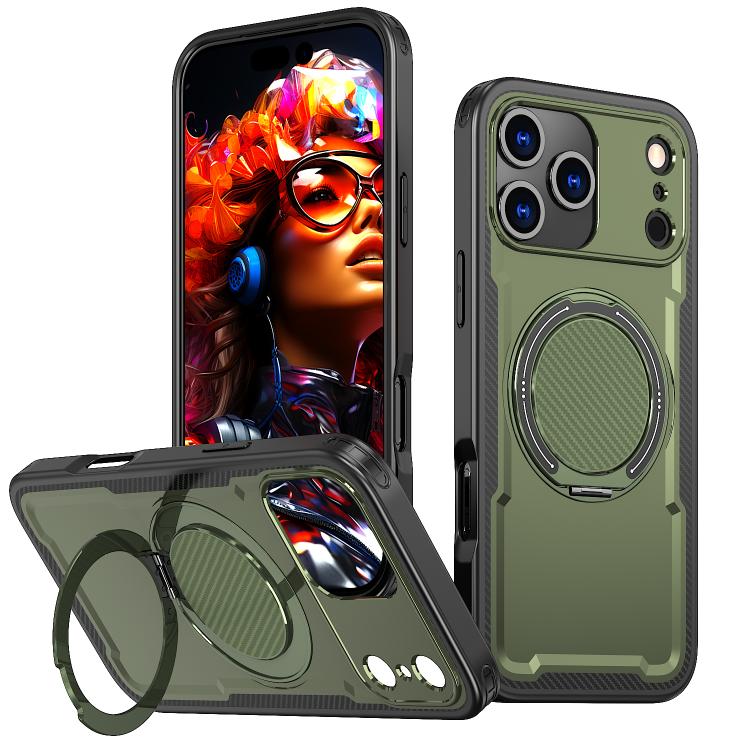 

For iPhone 17 Pro kalebol Metal 360 Degree Rotation Holder MagSafe Phone Case(Green)