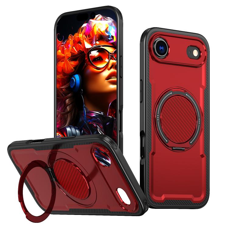 

For iPhone Air kalebol Metal 360 Degree Rotation Holder MagSafe Phone Case(Red)