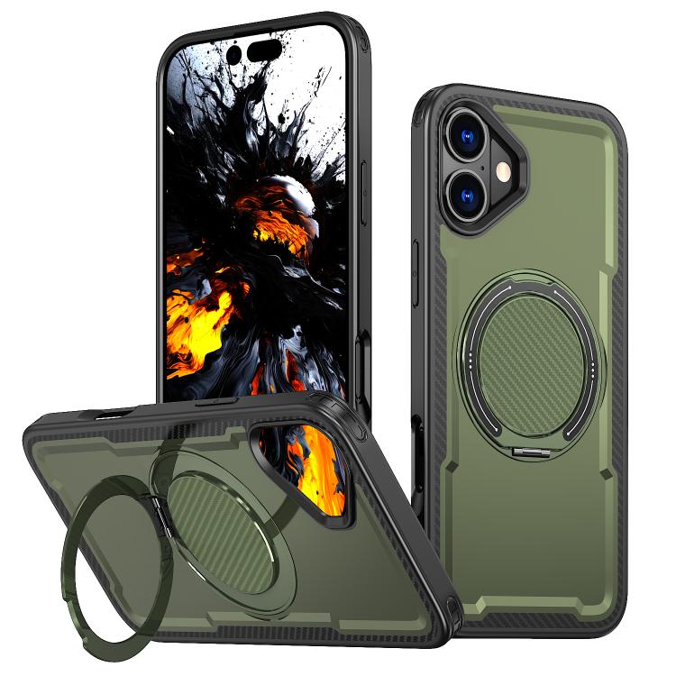 

For iPhone 16 Plus kalebol Metal 360 Degree Rotation Holder MagSafe Phone Case(Green)