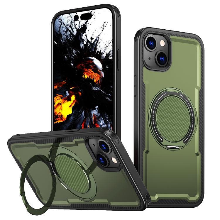 

For iPhone 14 kalebol Metal 360 Degree Rotation Holder MagSafe Phone Case(Green)