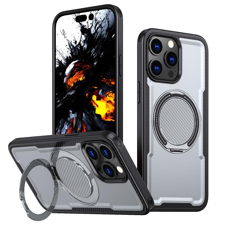 

For iPhone 13 Pro kalebol Metal 360 Degree Rotation Holder MagSafe Phone Case(Grey)