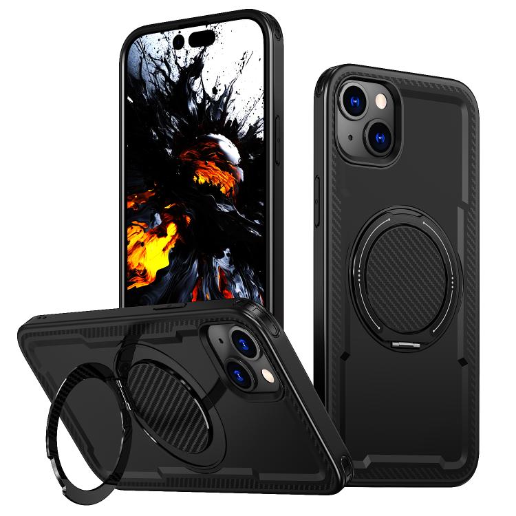 

For iPhone 13 kalebol Metal 360 Degree Rotation Holder MagSafe Phone Case(Black)