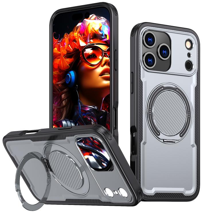 For iPhone 18 Pro Max kalebol Metal 360 Degree Rotation Holder MagSafe Phone Case(Grey)
