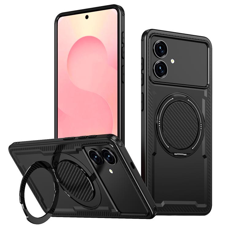 

For Samsung Galaxy S26 Edge 5G Kalebol Metal 360 Degree Rotation Holder MagSafe Phone Case(Black)