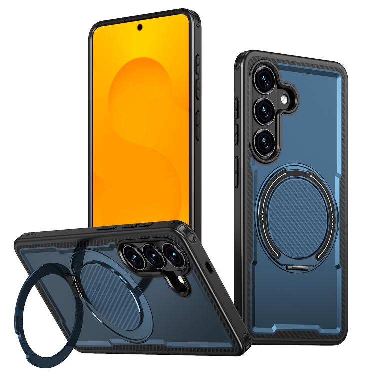 

For Samsung Galaxy S26 5G Kalebol Metal 360 Degree Rotation Holder MagSafe Phone Case(Navy Blue)