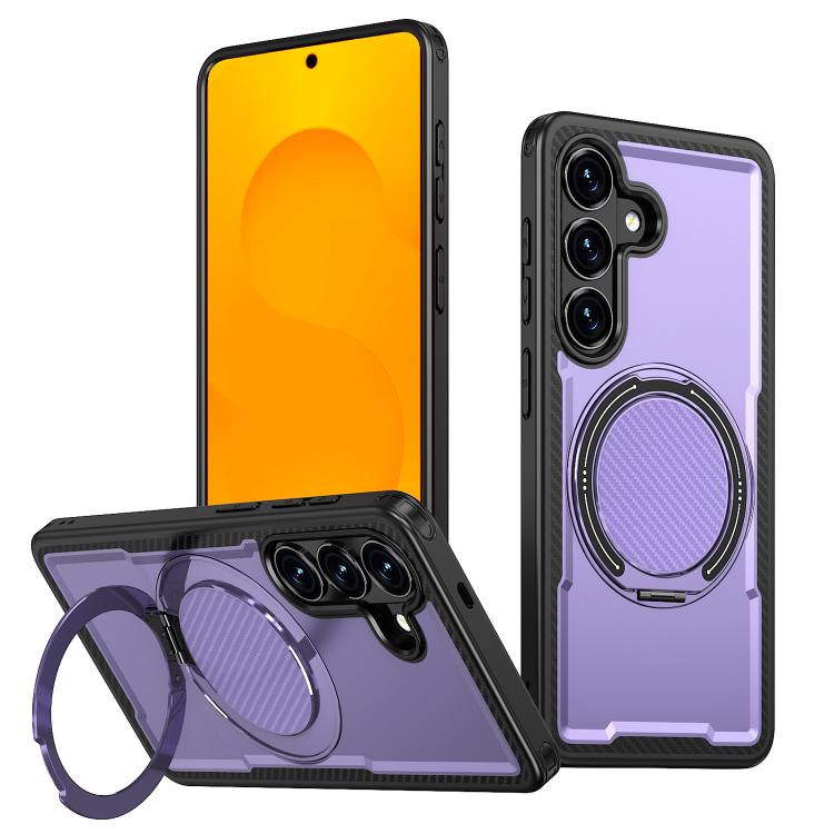 For Samsung Galaxy S26 5G Kalebol Metal 360 Degree Rotation Holder MagSafe Phone Case(Purple)