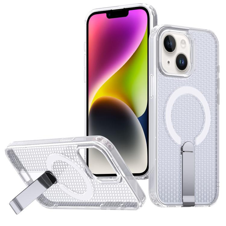 

For iPhone 14 kalebol Honeycomb Cooling MagSafe Holder Phone Case(Frosted Transparent)