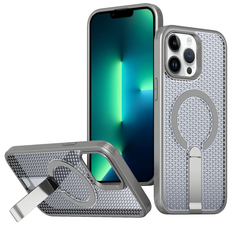 

For iPhone 13 Pro Max kalebol Honeycomb Cooling MagSafe Holder Phone Case(Titanium Grey)