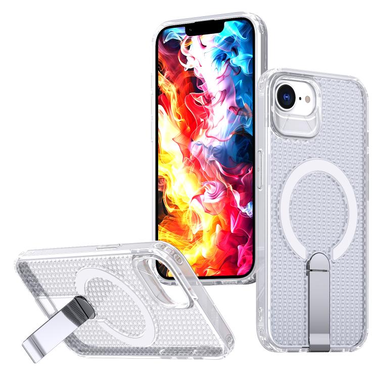 

For iPhone 16e kalebol Honeycomb Cooling MagSafe Holder Phone Case(Frosted Transparent)