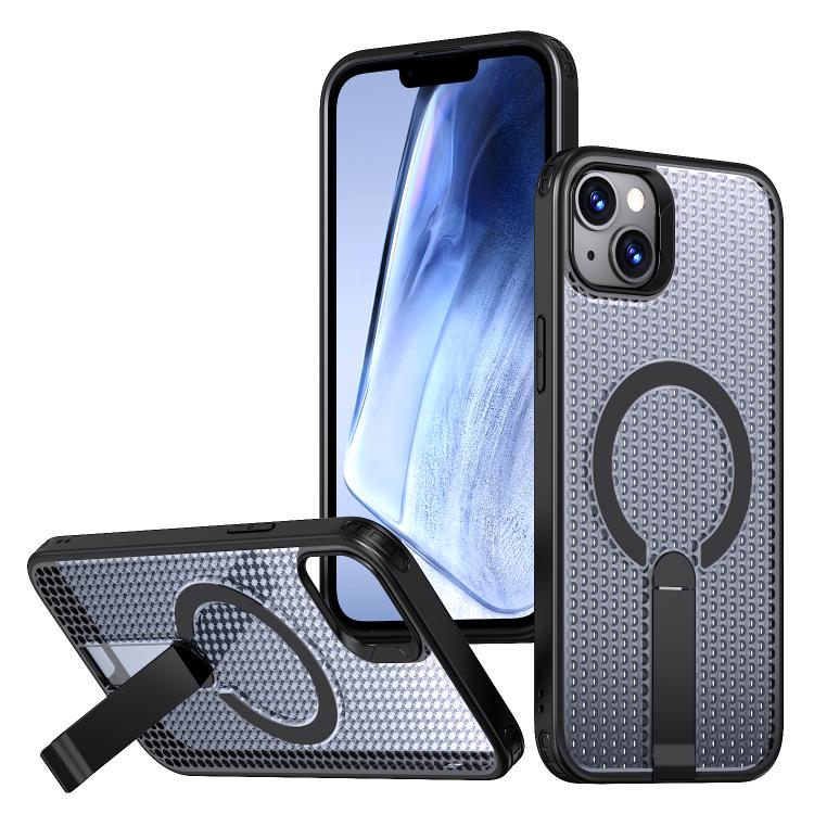 

For iPhone 13 kalebol Honeycomb Cooling MagSafe Holder Phone Case(Black)