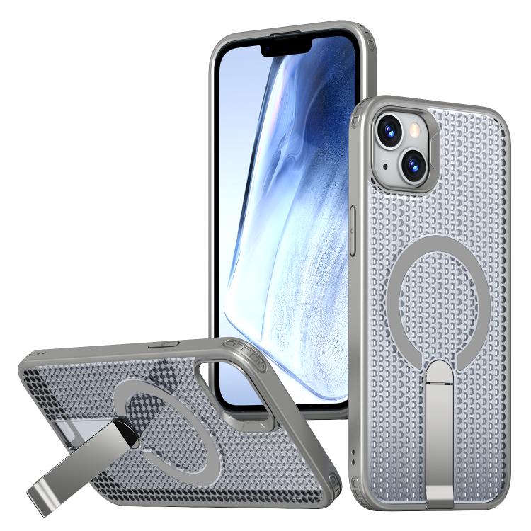 For iPhone 13 kalebol Honeycomb Cooling MagSafe Holder Phone Case(Titanium Grey)