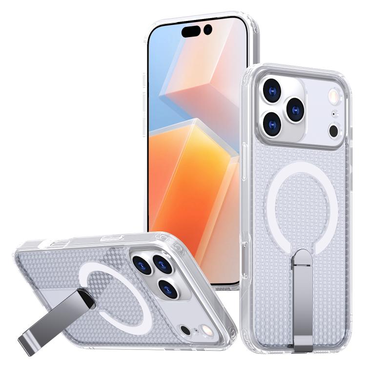 For iPhone 18 Pro Max kalebol Honeycomb Cooling MagSafe Holder Phone Case(Frosted Transparent)