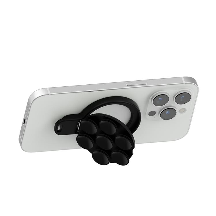 

360 Degree Rotation MagSafe Magnetic Silicone Suction Cup Mirror Phone Holder(Black)