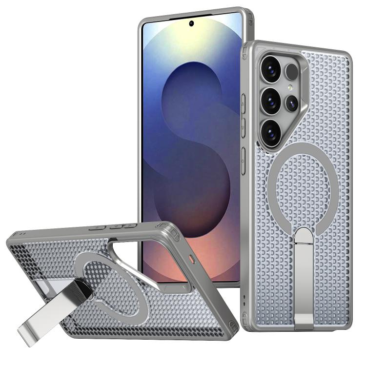

For Samsung Galaxy S25 Ultra 5G kalebol Honeycomb Cooling MagSafe Holder Phone Case(Titanium Grey)