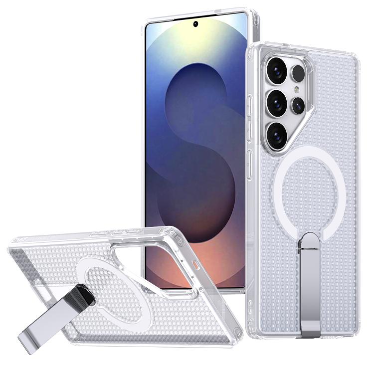 

For Samsung Galaxy S25 Ultra 5G kalebol Honeycomb Cooling MagSafe Holder Phone Case(Frosted Transparent)