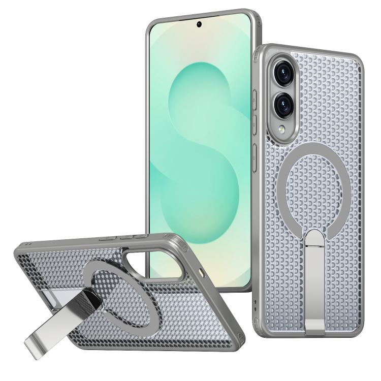 

For Samsung Galaxy S25 Edge 5G kalebol Honeycomb Cooling MagSafe Holder Phone Case(Titanium Grey)