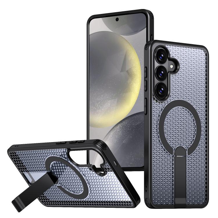 For Galaxy S26 FE 5G kalebol Honeycomb Cooling MagSafe Holder Phone Case(Black)
