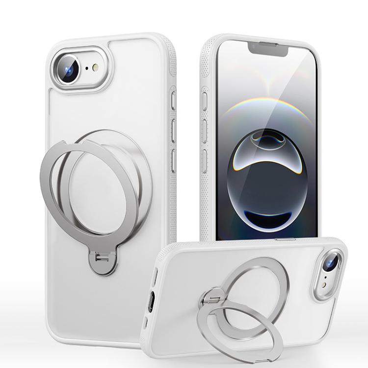 

For iPhone 16e Gear-Style Stress Relief 360 Rotation Holder MagSafe Phone Case(White)