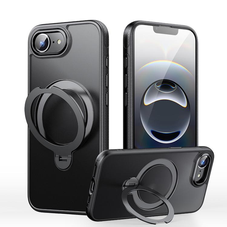 

For iPhone 16e Gear-Style Stress Relief 360 Rotation Holder MagSafe Phone Case(Black)