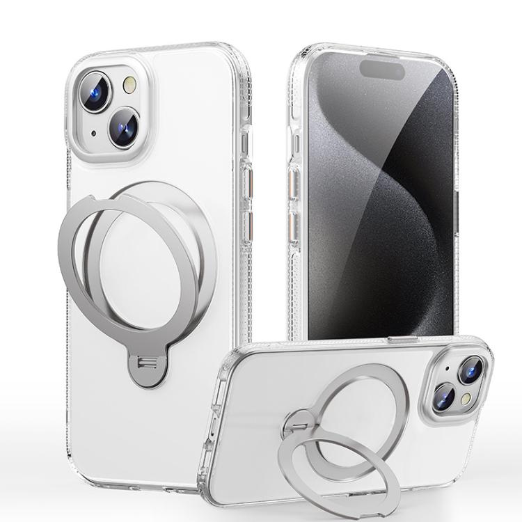 

For iPhone 15 Gear-Style Stress Relief 360 Rotation Holder MagSafe Phone Case(Transparent)