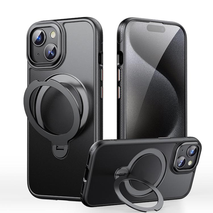 

For iPhone 14 Gear-Style Stress Relief 360 Rotation Holder MagSafe Phone Case(Black)