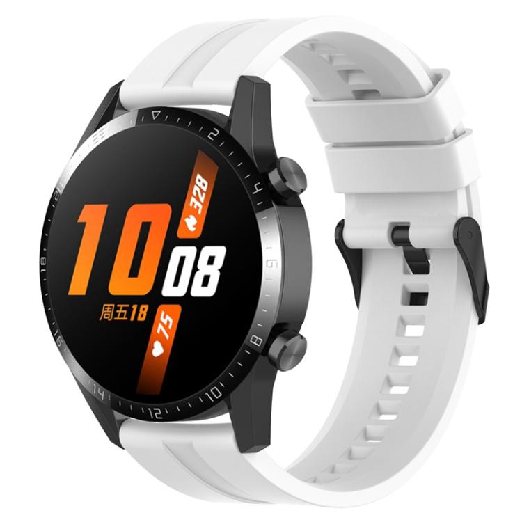 22mm For Huawei Watch GT5 / GT5 Pro xDfind Silicone Black Buckle Watch Band(White)