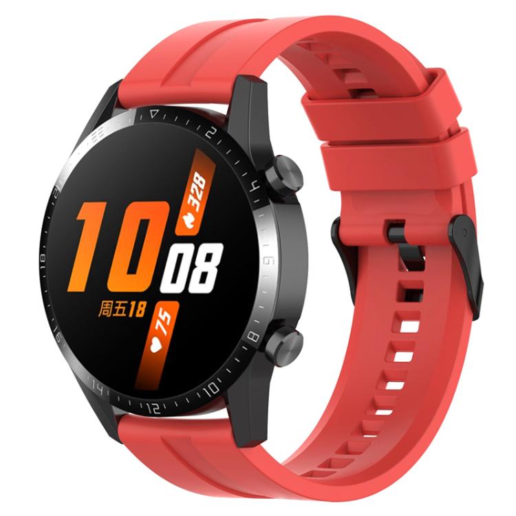 

22mm For Huawei Watch GT5 / GT5 Pro xDfind Silicone Black Buckle Watch Band(Red)