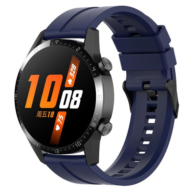 

22mm For Huawei Watch GT5 / GT5 Pro xDfind Silicone Black Buckle Watch Band(Dark Blue)