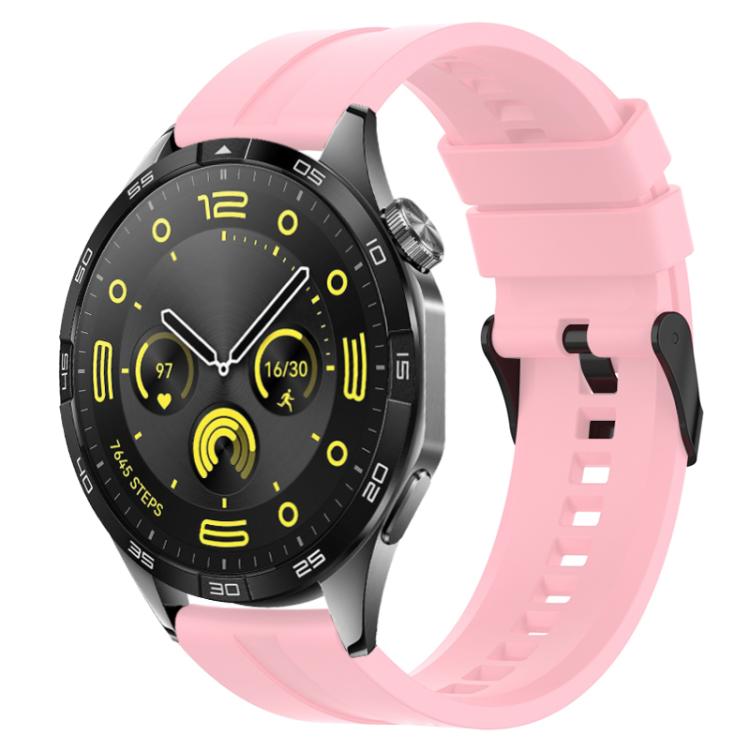 

22mm For Huawei Watch GT5 / GT5 Pro xDfind Silicone Black Buckle Watch Band(Pink)