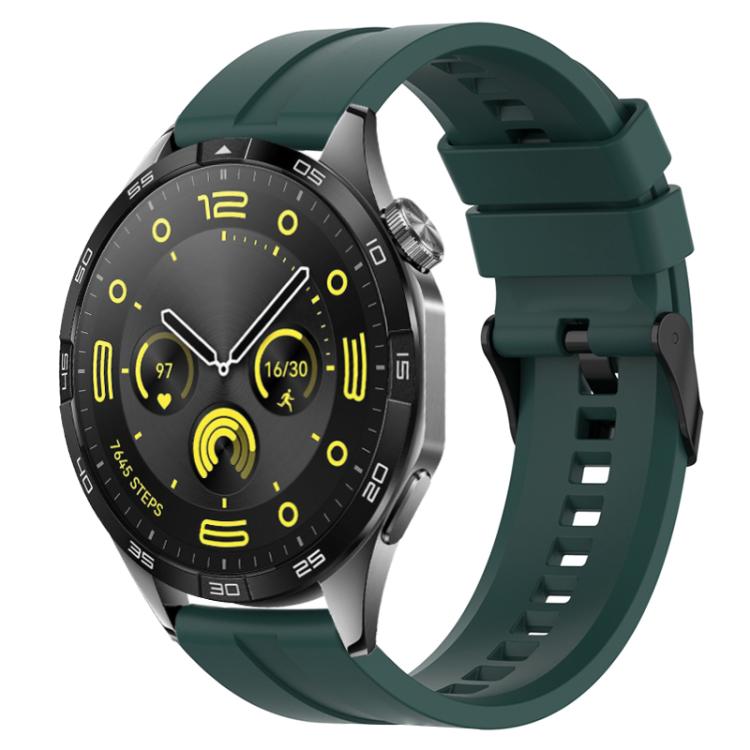 

22mm For Huawei Watch GT5 / GT5 Pro xDfind Silicone Black Buckle Watch Band(Dark Green)