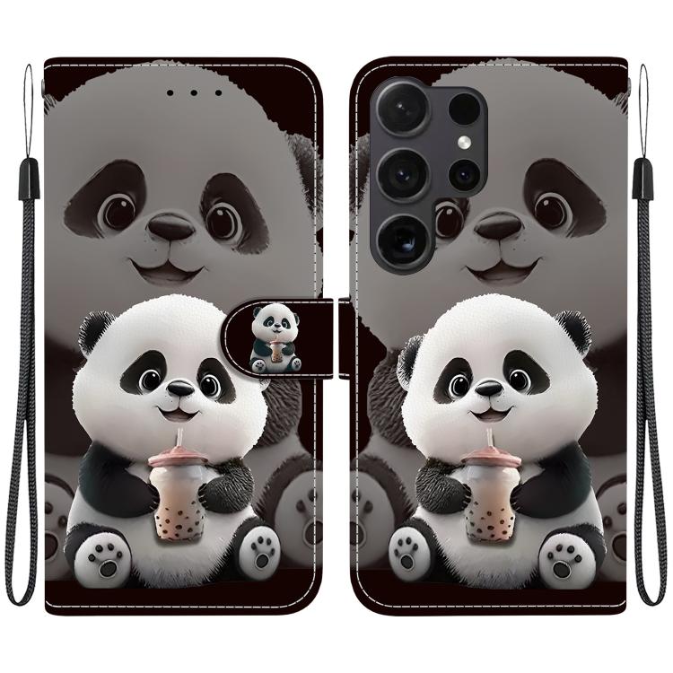 

For Samsung Galaxy S24 Ultra 5G Crystal Texture Colored Drawing Leather Phone Case(Milk Tea Bear)