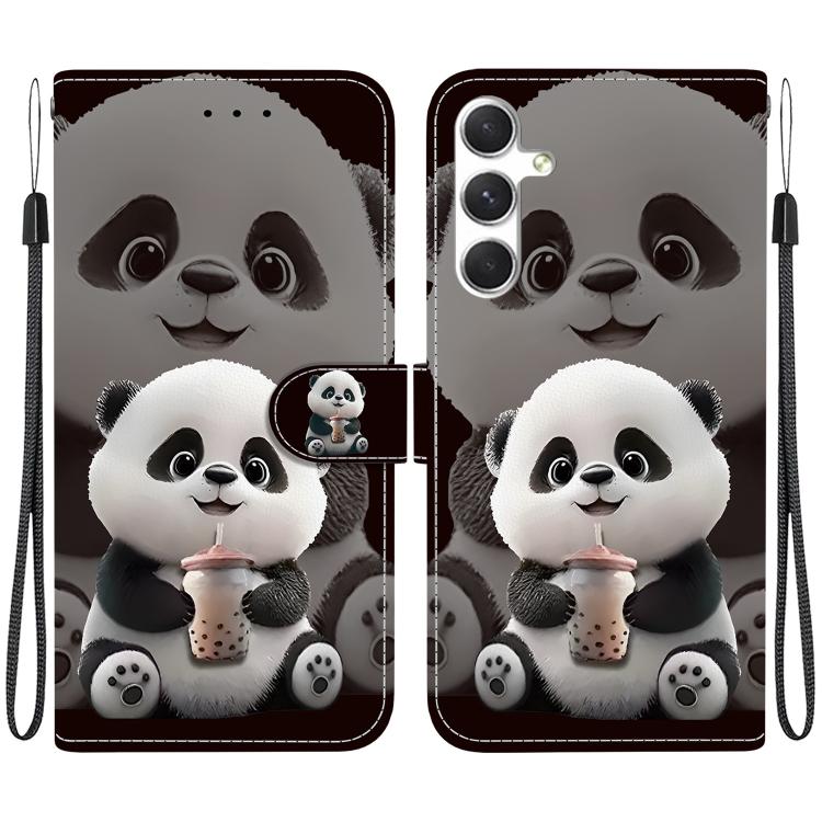 

For Samsung Galaxy S24 5G / S25 5G Crystal Texture Colored Drawing Leather Phone Case(Milk Tea Bear)