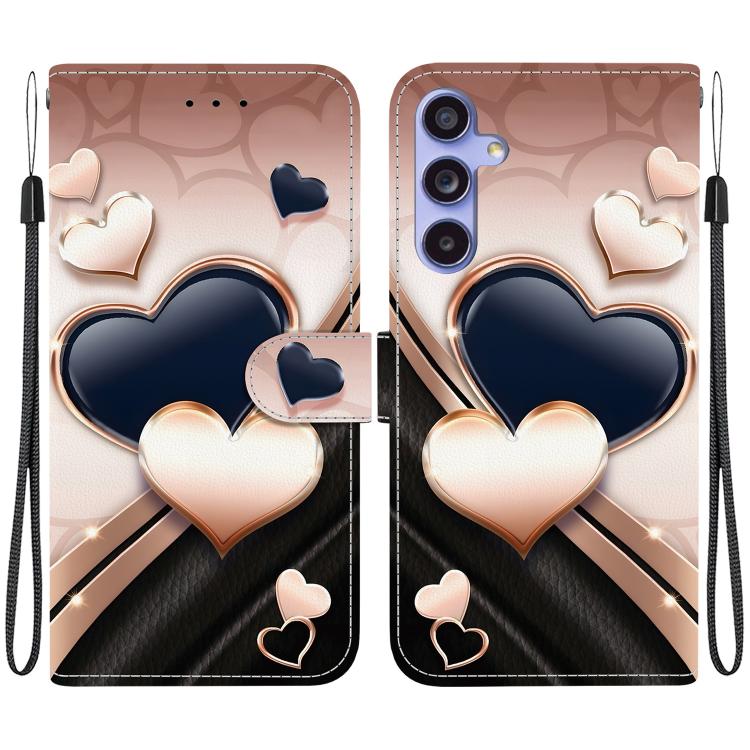 

For Samsung Galaxy S23 FE 5G Crystal Texture Colored Drawing Leather Phone Case(Love Heart)