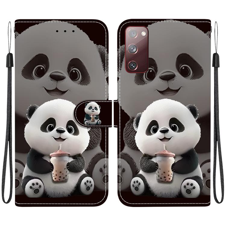 

For Samsung Galaxy S20 FE Crystal Texture Colored Drawing Leather Phone Case(Milk Tea Bear)