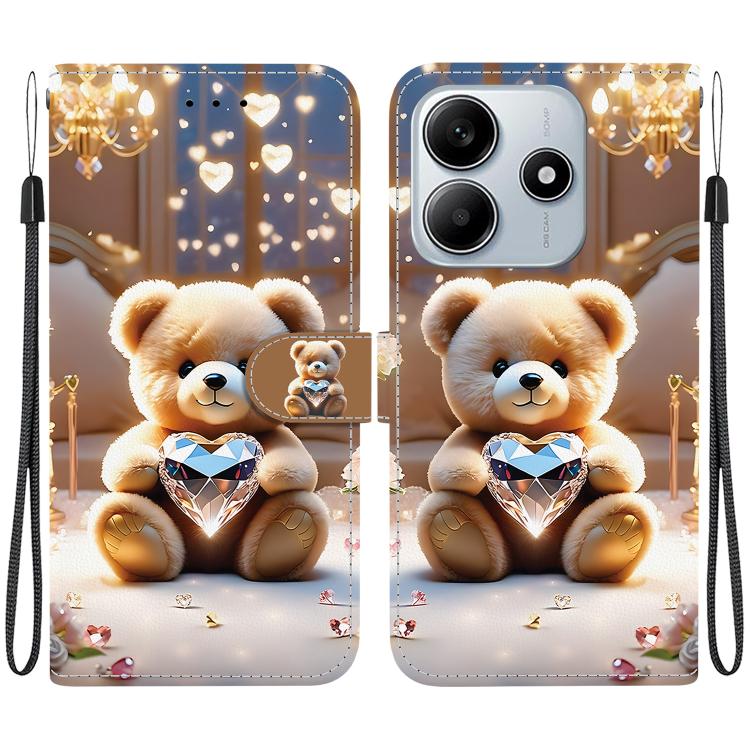 

For Redmi Note 14 5G Crystal Texture Colored Drawing Leather Phone Case(Diamond Bear)