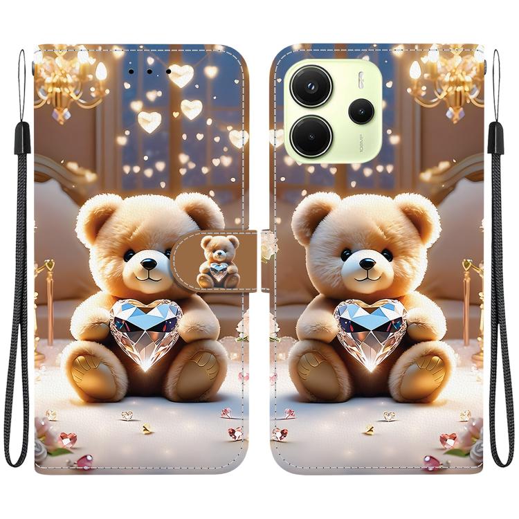 

For Redmi Note 14 4G 163.25mm Crystal Texture Colored Drawing Leather Phone Case(Diamond Bear)