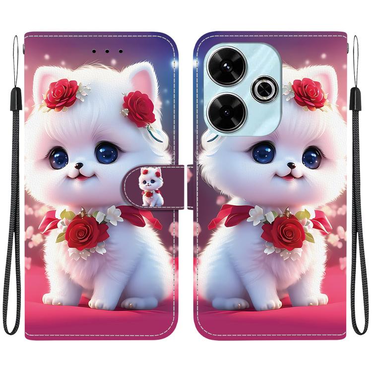 

For Redmi 13 4G / Poco M6 4G Crystal Texture Colored Drawing Leather Phone Case(Rose Cat)