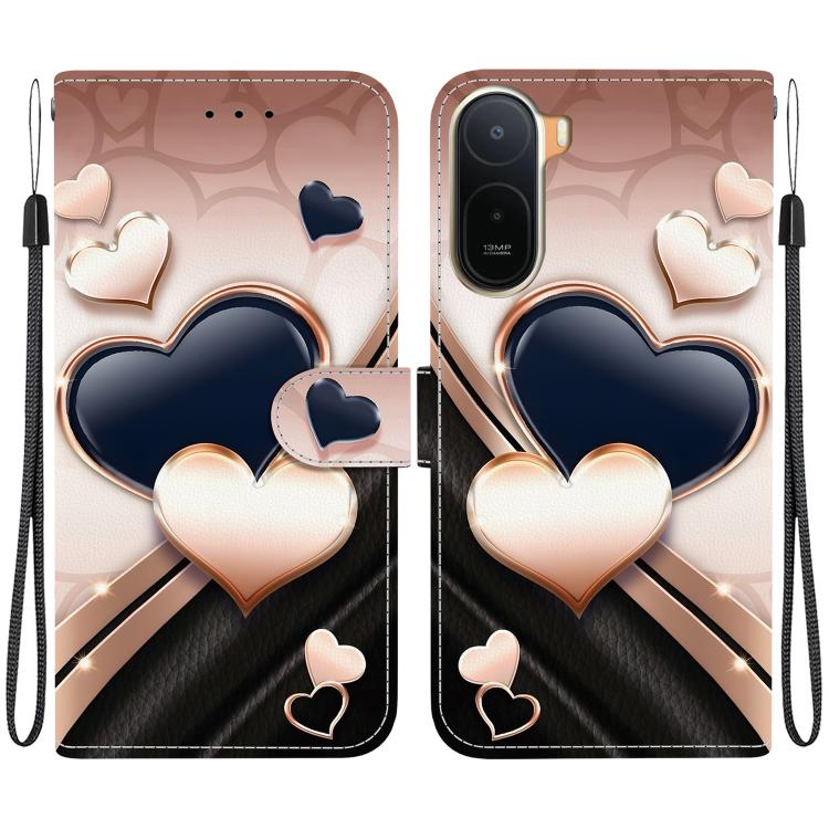 

For Redmi A7 Pro 4G / 5G 171mm / Poco C85x 5G Crystal Texture Colored Drawing Leather Phone Case(Love Heart)