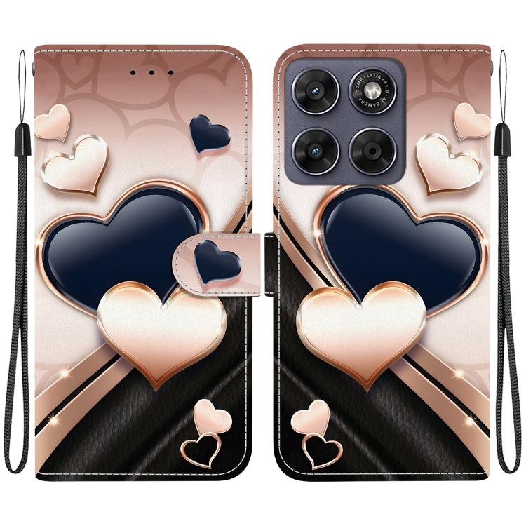 

For Motorola Moto G67 5G / Moto G77 5G Crystal Texture Colored Drawing Leather Phone Case(Love Heart)