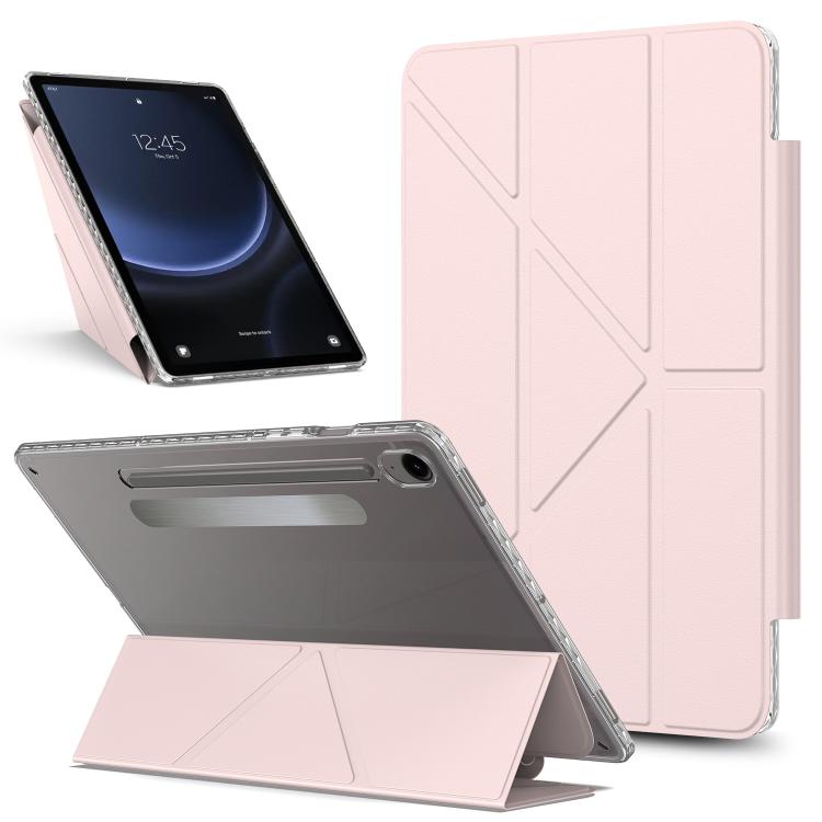 

For Samsung Galaxy Tab S9 / S10 / S10 FE Detachable Backshell Folding Holder Smart Tablet Leather Case(Pink)