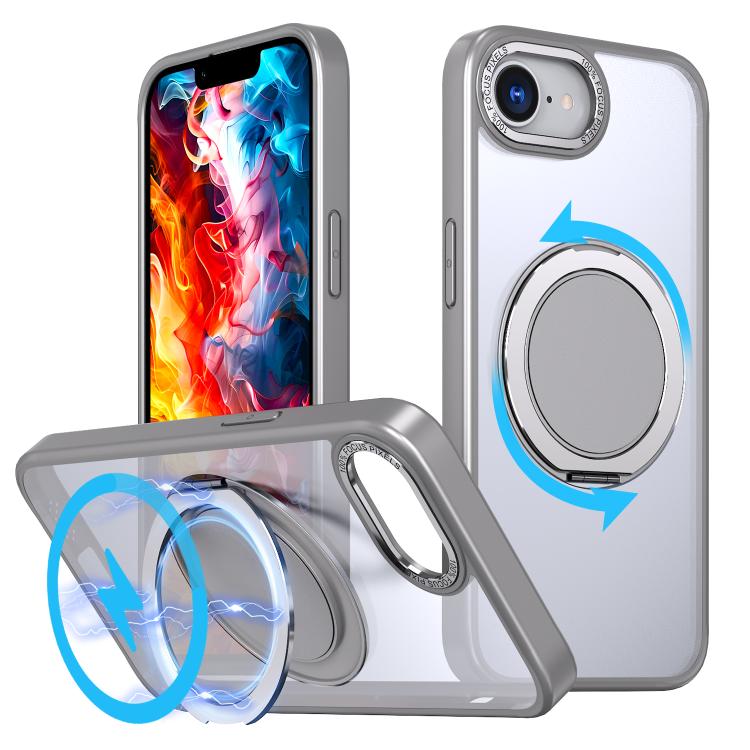 For iPhone 17e / 16e Kalebol 360-degree Rotating MagSafe Magnetic Holder Phone Case(Titanium Grey)