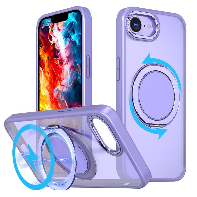 

For iPhone 16e Kalebol 360-degree Rotating MagSafe Magnetic Holder Phone Case(Light Purple)