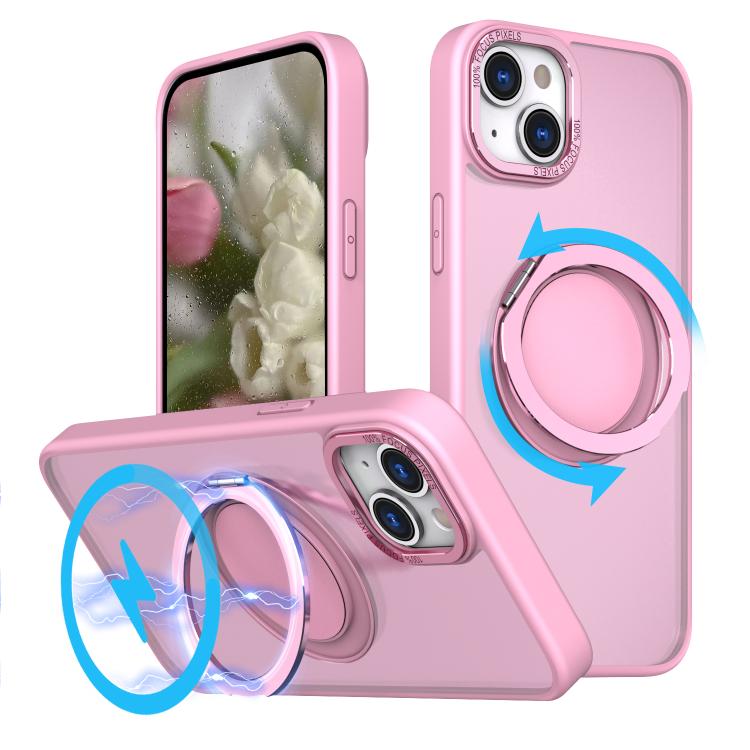 

For iPhone 15 Kalebol 360-degree Rotating MagSafe Magnetic Holder Phone Case(Pink)