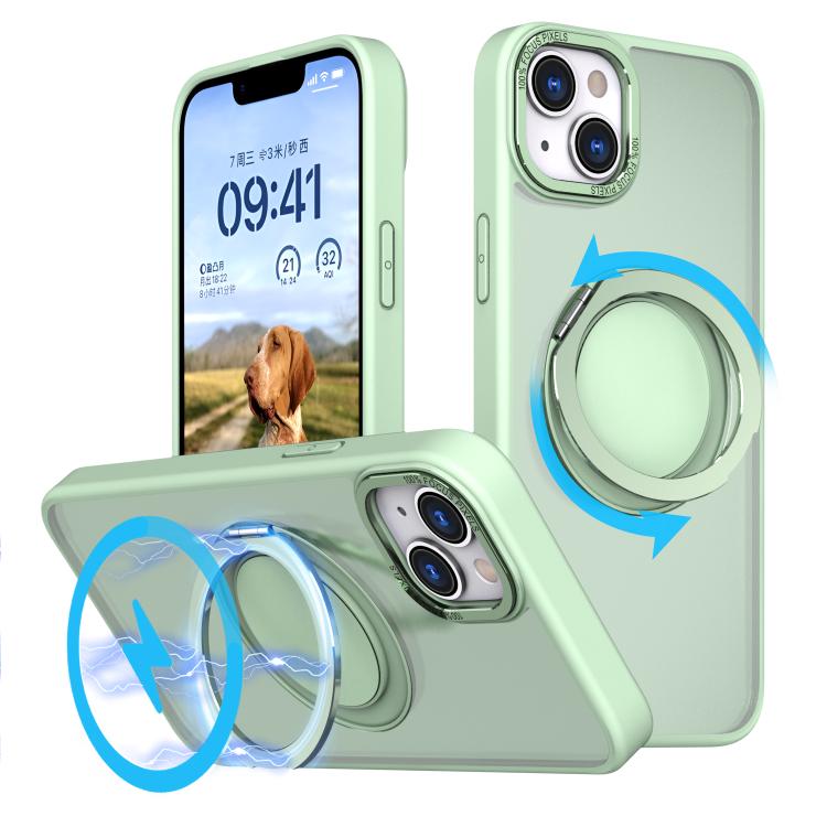 

For iPhone 14 Kalebol 360-degree Rotating MagSafe Magnetic Holder Phone Case(Avocado Green)